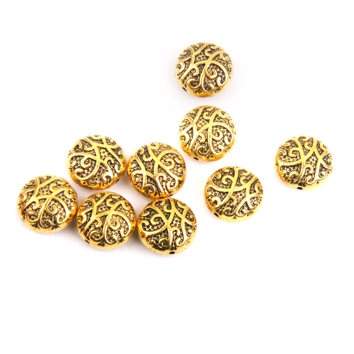 10pcs Gold Alloy Round Spacer Beads 14mm