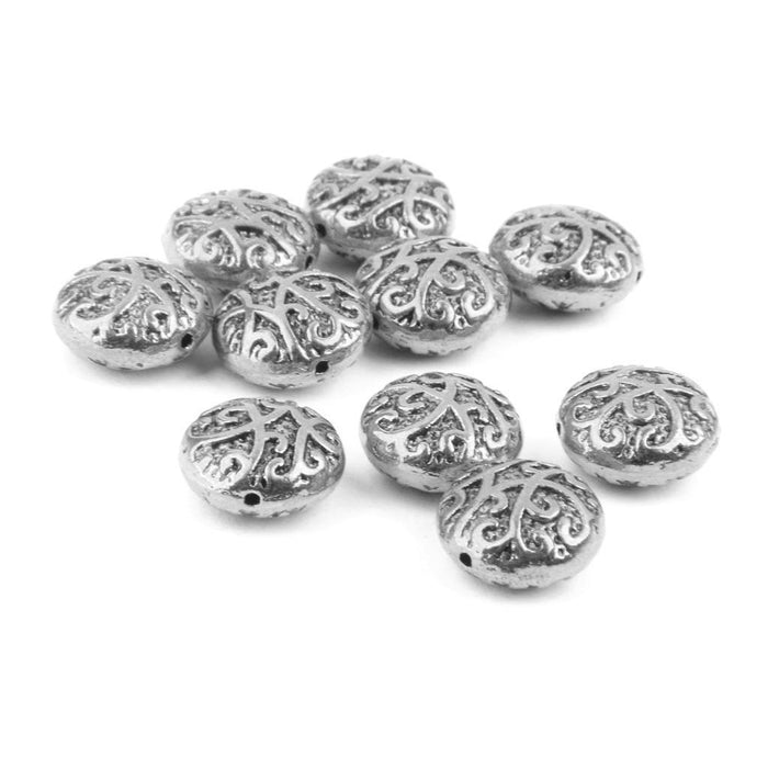 10pcs Antique Silver Alloy Round Spacer Beads 14mm