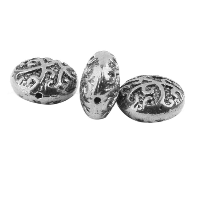 10pcs Antique Silver Alloy Round Spacer Beads 14mm