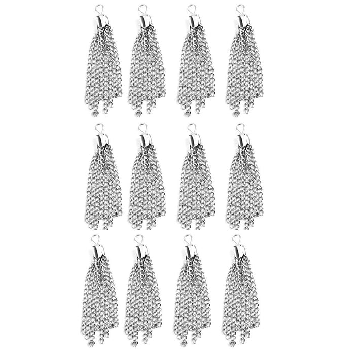 12pcs Sliver Tassel Pendants Charms Jewelry Craft Making DIY