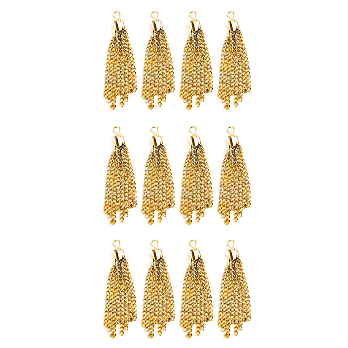 12pcs Golden Tassel Pendants Charms Jewelry Craft Making DIY