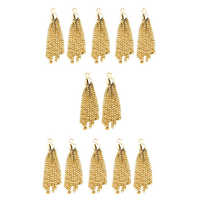 12pcs Golden Tassel Pendants Charms Jewelry Craft Making DIY