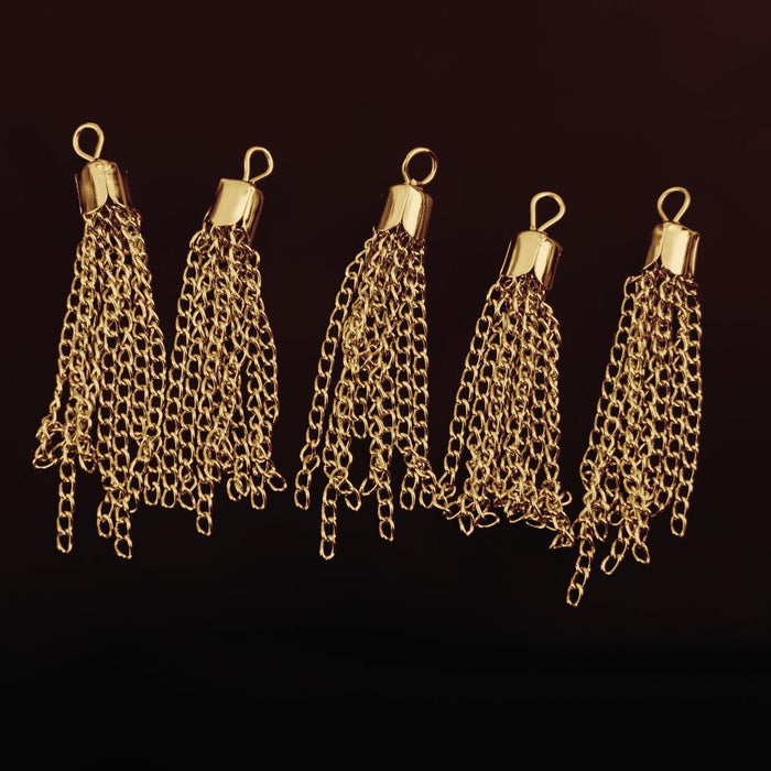 12pcs Golden Tassel Pendants Charms Jewelry Craft Making DIY