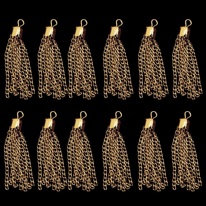 12pcs Golden Tassel Pendants Charms Jewelry Craft Making DIY