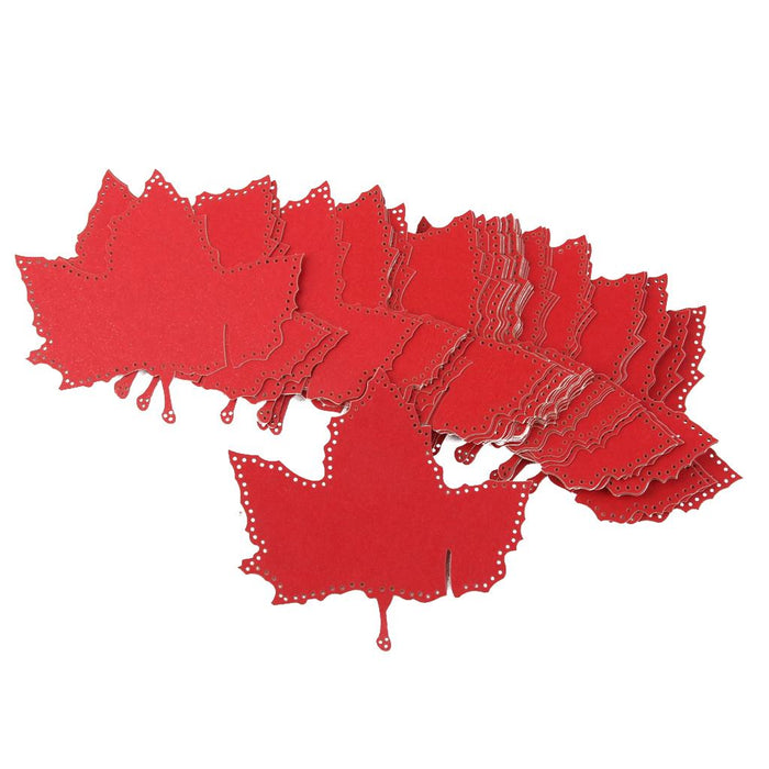 50pcs Maple Leaf Laser Glass Name Place Card Wedding Party Table Decor Red