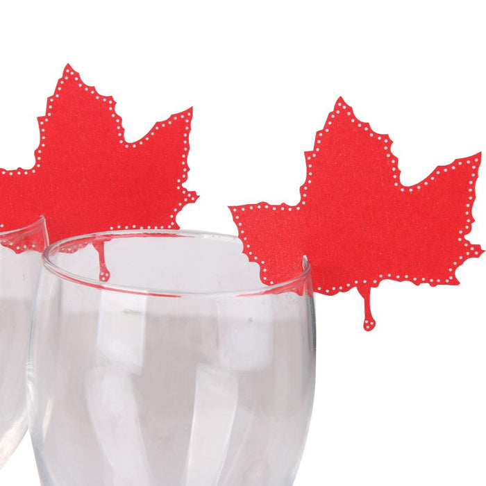 50pcs Maple Leaf Laser Glass Name Place Card Wedding Party Table Decor Red