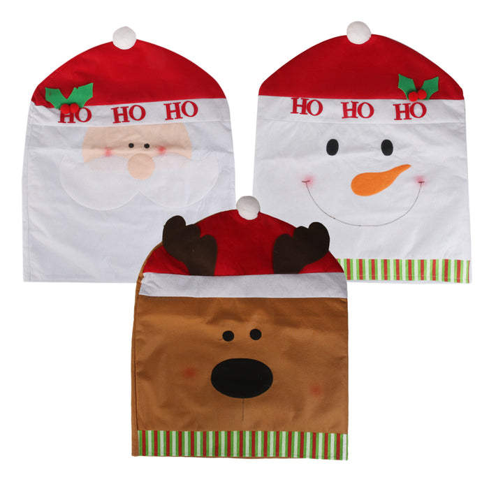 3pcs Christmas Chair Cover Santa Snowman Deer Pattern