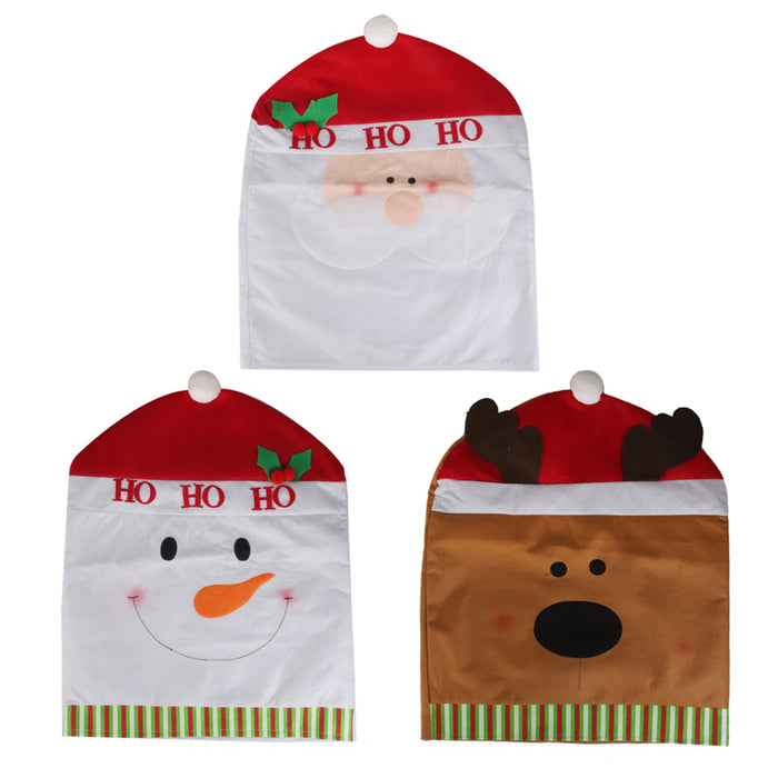 3pcs Christmas Chair Cover Santa Snowman Deer Pattern