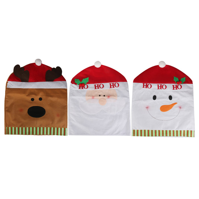 3pcs Christmas Chair Cover Santa Snowman Deer Pattern