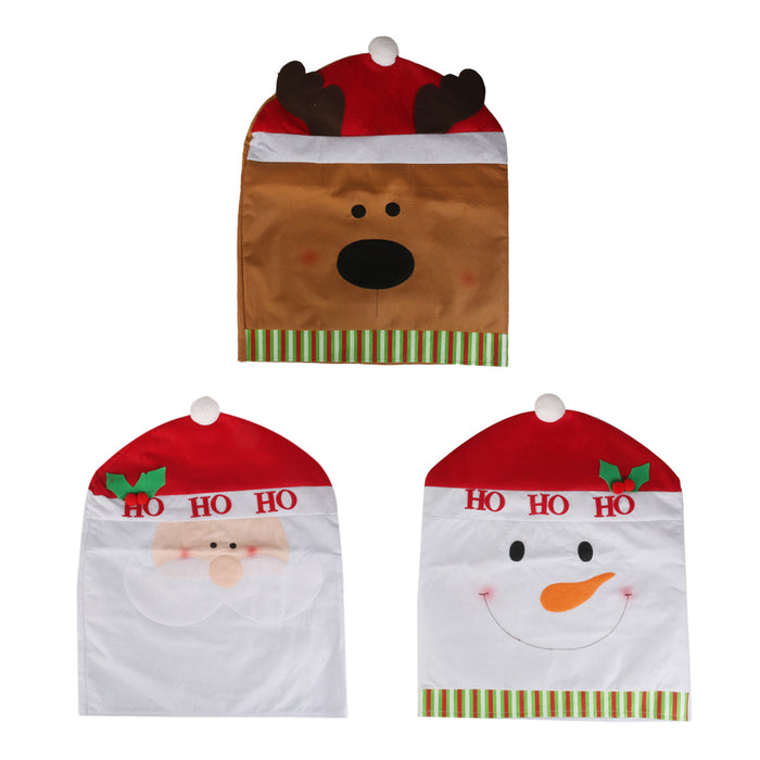 3pcs Christmas Chair Cover Santa Snowman Deer Pattern