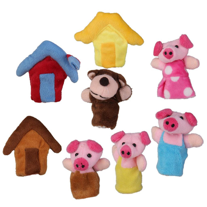 Crofta 8pcs/set the three Little Pigs Finger Puppets Nursery Rhyme/Fairy Tale