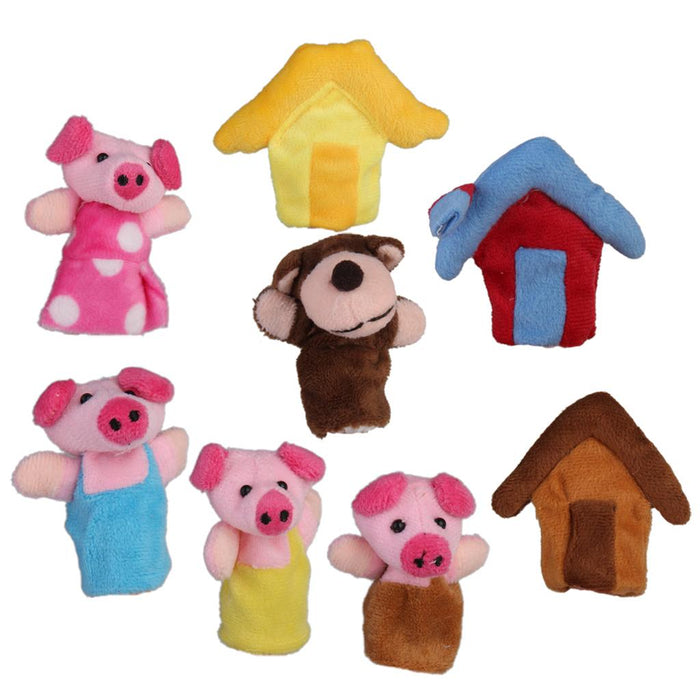 Crofta 8pcs/set the three Little Pigs Finger Puppets Nursery Rhyme/Fairy Tale