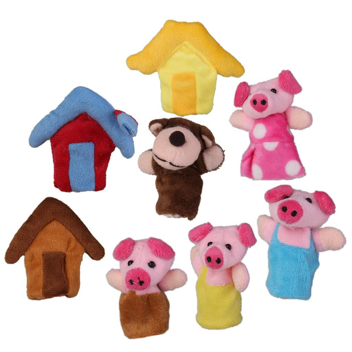 Crofta 8pcs/set the three Little Pigs Finger Puppets Nursery Rhyme/Fairy Tale