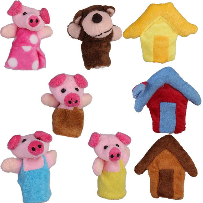 Crofta 8pcs/set the three Little Pigs Finger Puppets Nursery Rhyme/Fairy Tale