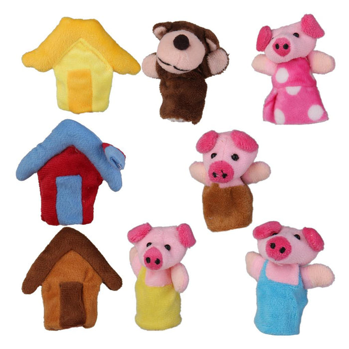 Crofta 8pcs/set the three Little Pigs Finger Puppets Nursery Rhyme/Fairy Tale