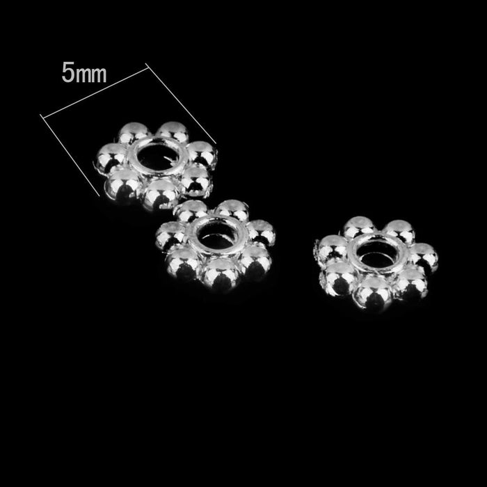 100x Silver Snowflake Flower Alloy Spacer beads Jewellery Findings 5mm