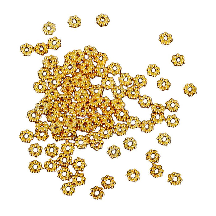 100x Gold Snowflake Flower Alloy Spacer beads Jewellery Findings 5mm