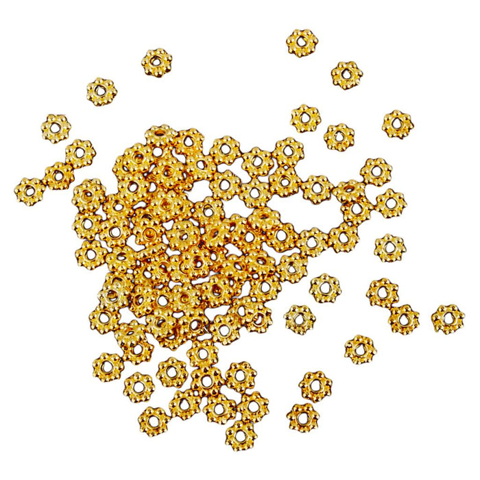 100x Gold Snowflake Flower Alloy Spacer beads Jewellery Findings 5mm