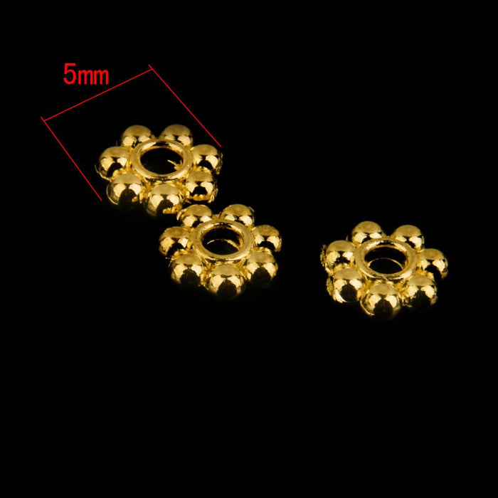 100x Gold Snowflake Flower Alloy Spacer beads Jewellery Findings 5mm