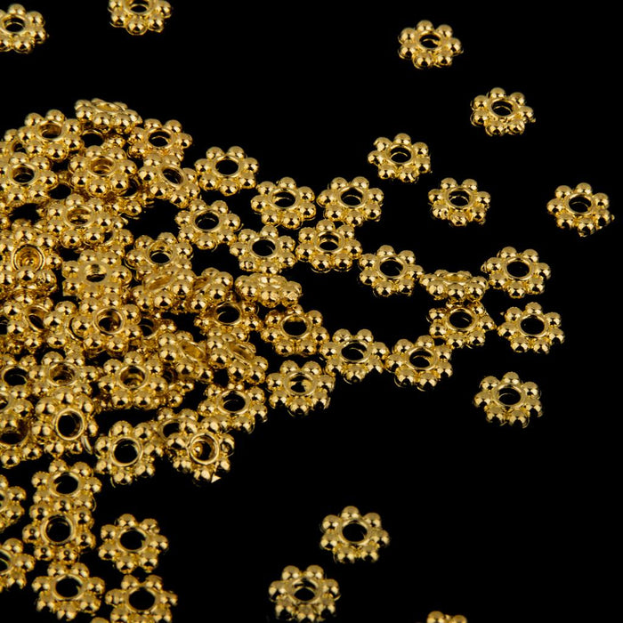 100x Gold Snowflake Flower Alloy Spacer beads Jewellery Findings 5mm