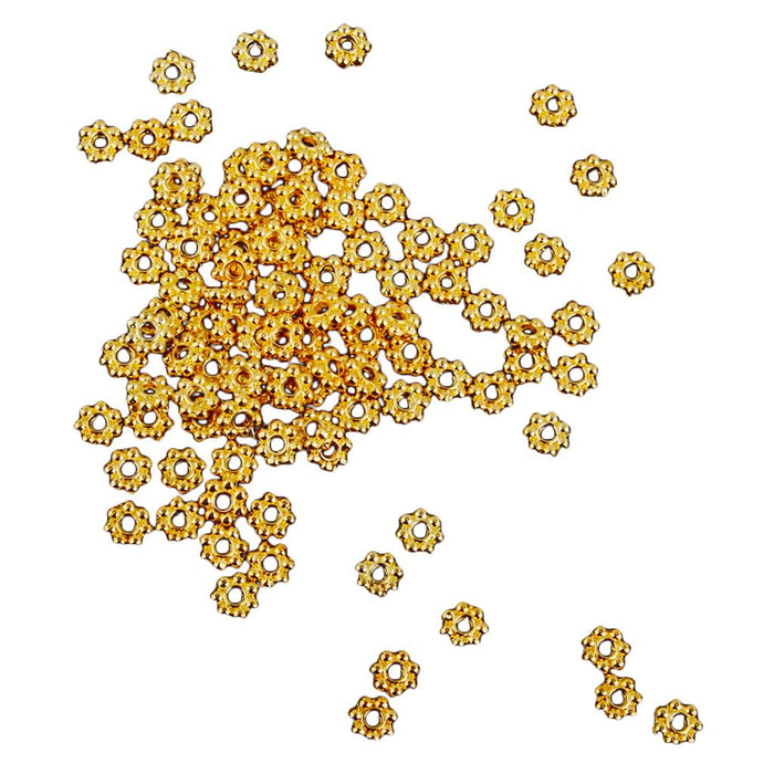 100x Gold Snowflake Flower Alloy Spacer beads Jewellery Findings 5mm