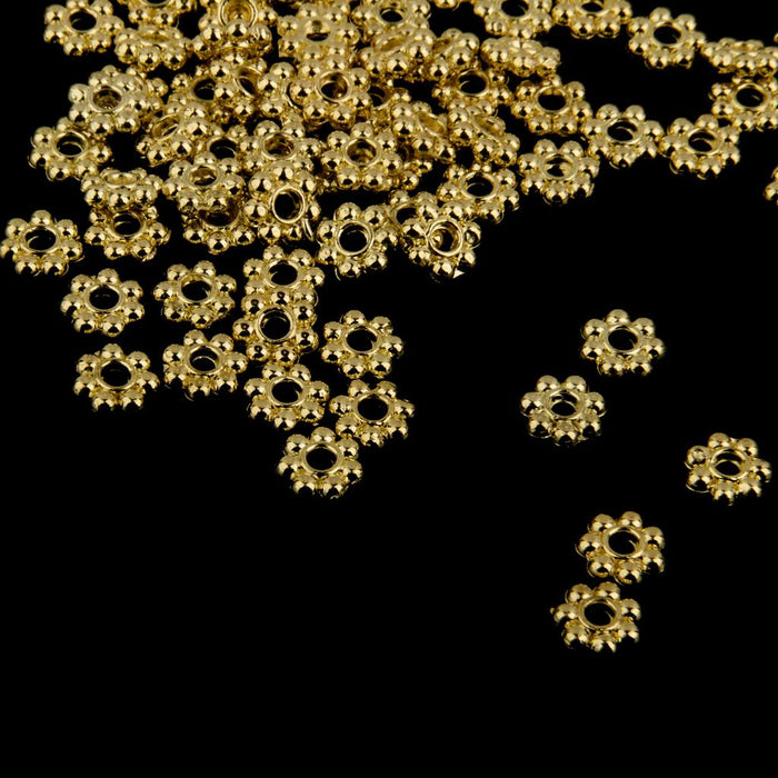 100x Gold Snowflake Flower Alloy Spacer beads Jewellery Findings 6mm