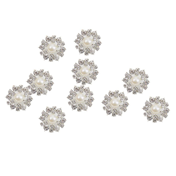 10pcs Crystal Faux Pearl Buttons Shank Decoration DIY Craft 22mm Beige