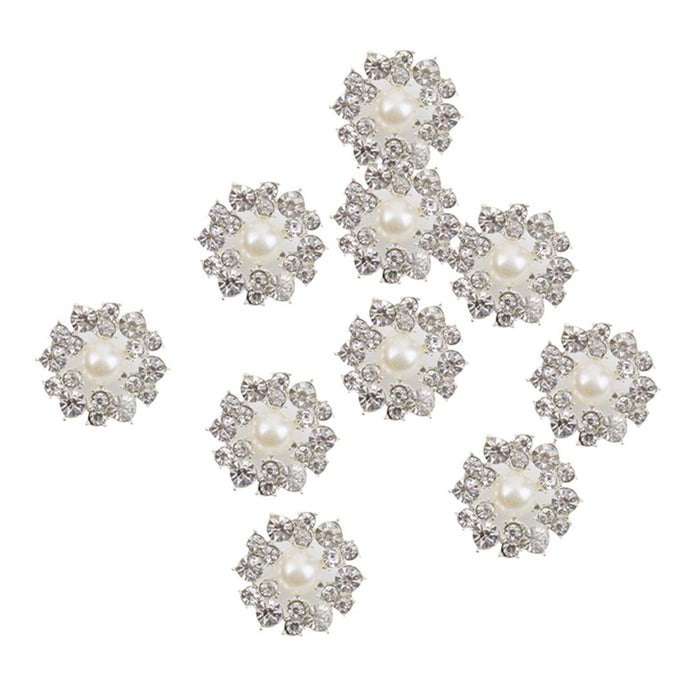 10pcs Crystal Faux Pearl Buttons Shank Decoration DIY Craft 22mm Beige