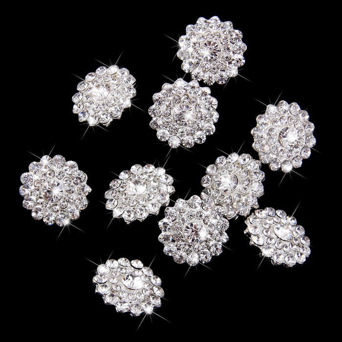 10pcs Clear Crystal Buttons Shank Decoration DIY Craft 21mm