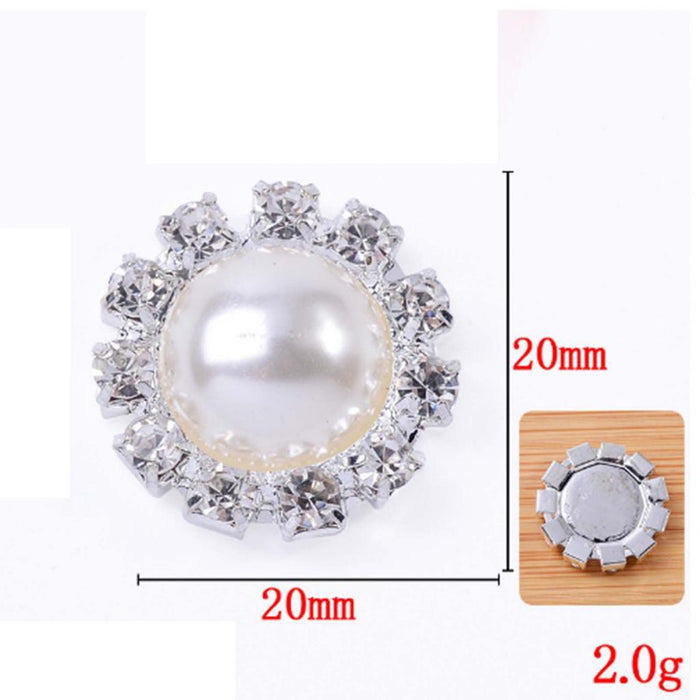 10pcs Crystal Faux Pearl Buttons Shank Decoration DIY Craft 21mm White