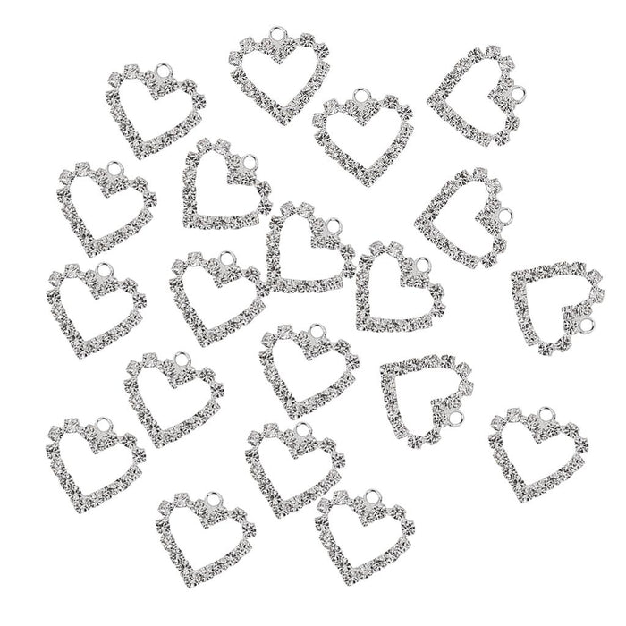 20pcs Rhinestone Crystal Heart Pendent for Jewelry DIY Craft