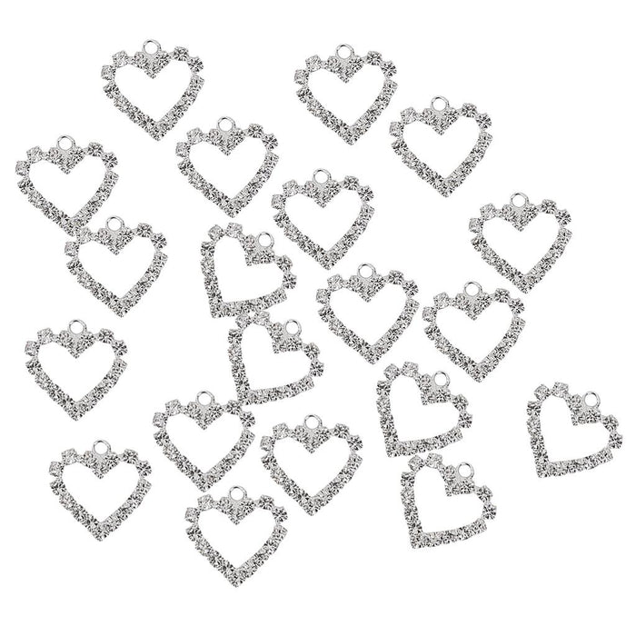 20pcs Rhinestone Crystal Heart Pendent for Jewelry DIY Craft