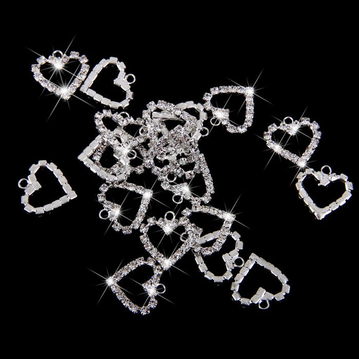 20pcs Rhinestone Crystal Heart Pendent for Jewelry DIY Craft