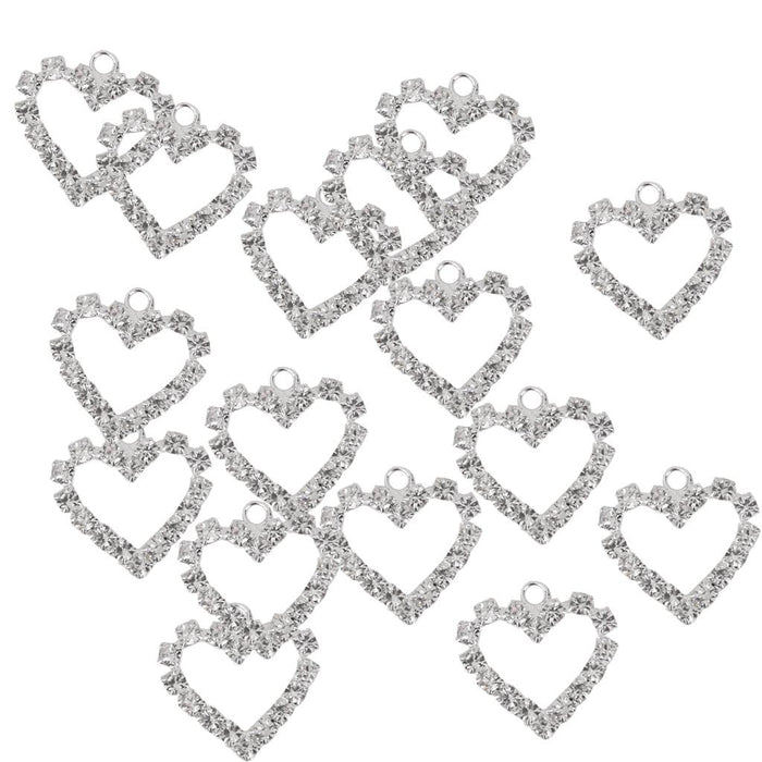 20pcs Rhinestone Crystal Heart Pendent for Jewelry DIY Craft