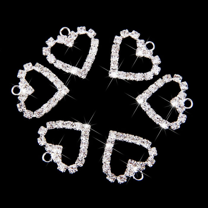 20pcs Rhinestone Crystal Heart Pendent for Jewelry DIY Craft