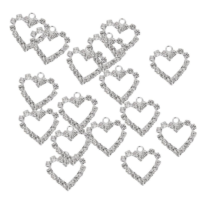 20pcs Rhinestone Crystal Heart Pendent for Jewelry DIY Craft