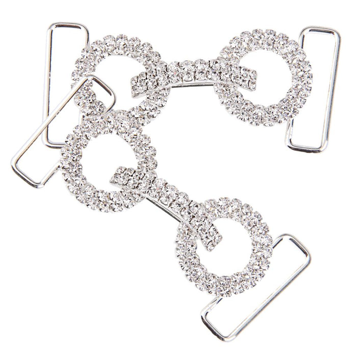 2pcs Double Ring Crystal Rhinestone Buckle Bikini Chain Side Connectors