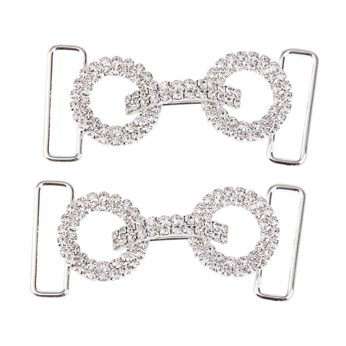 2pcs Double Ring Crystal Rhinestone Buckle Bikini Chain Side Connectors