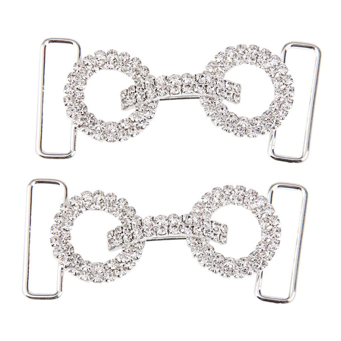 2pcs Double Ring Crystal Rhinestone Buckle Bikini Chain Side Connectors