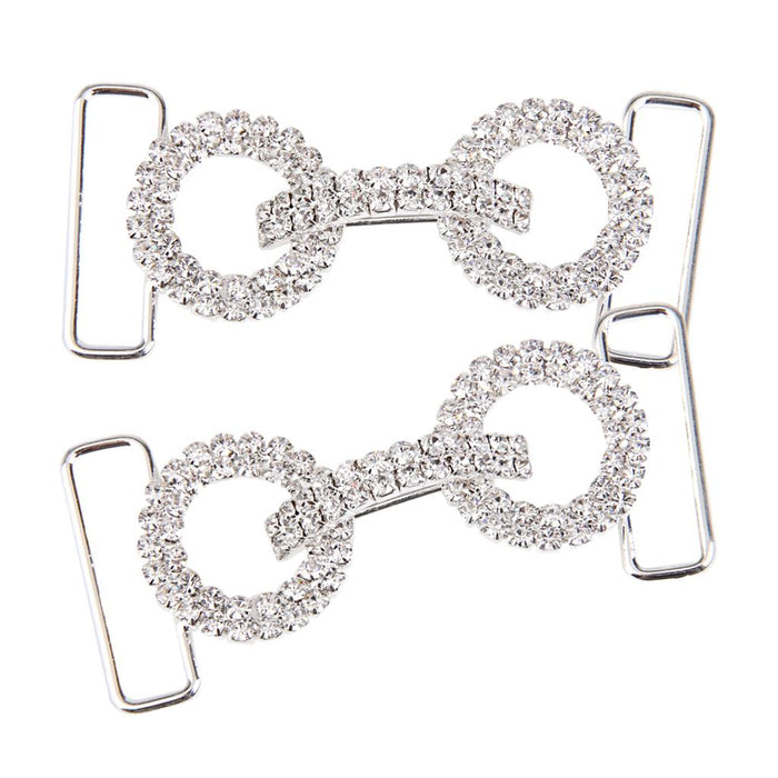 2pcs Double Ring Crystal Rhinestone Buckle Bikini Chain Side Connectors