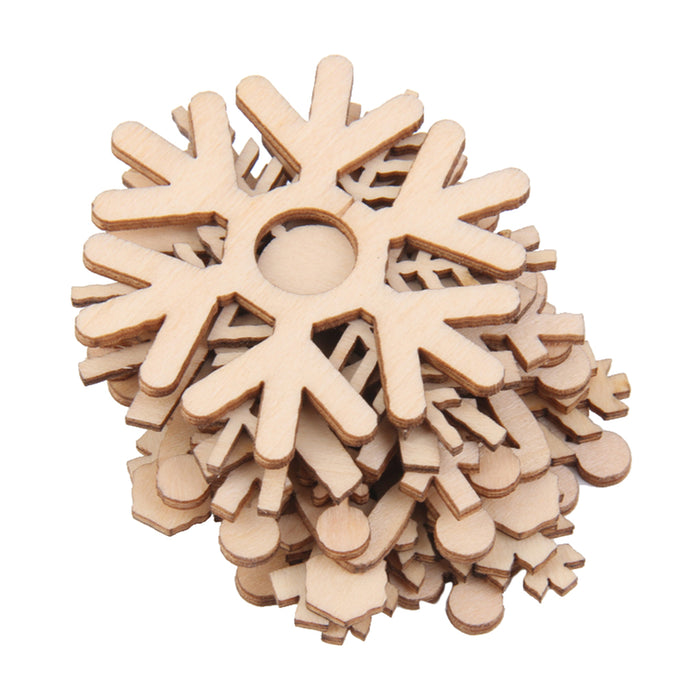 10pcs Assorted Snowflake Shapes Wooden Embellishment Xmas Tree Decor