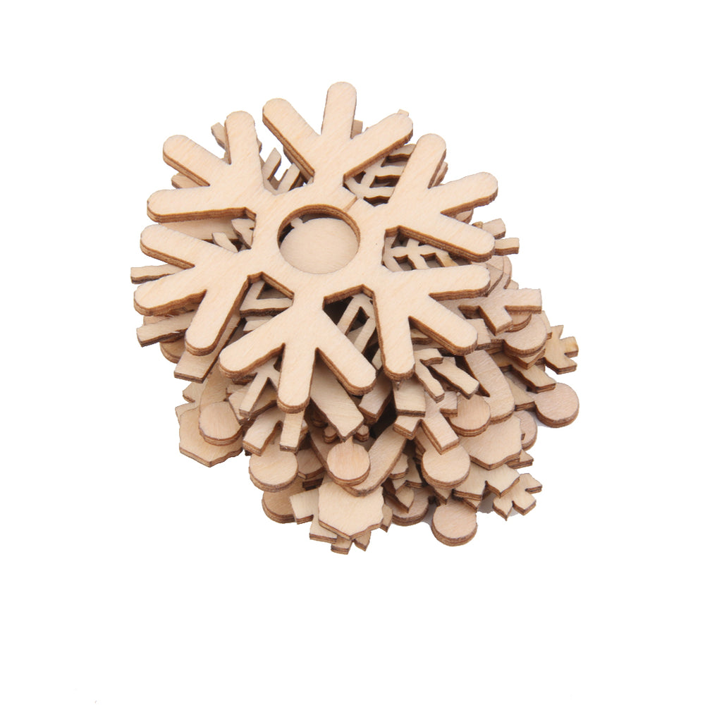 Crofta 20 Pieces Wooden Shape Snowflake Embellishments Festival Hanging Ornaments