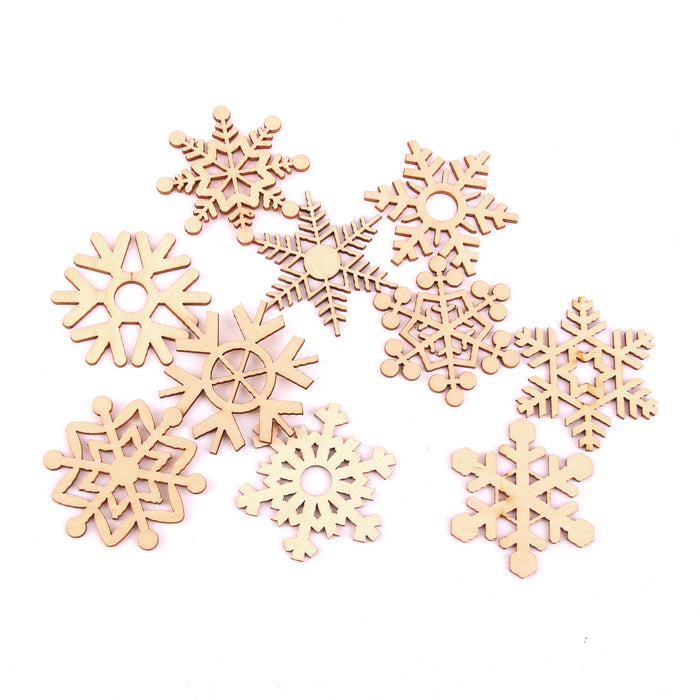 Crofta 20 Pieces Wooden Shape Snowflake Embellishments Festival Hanging Ornaments