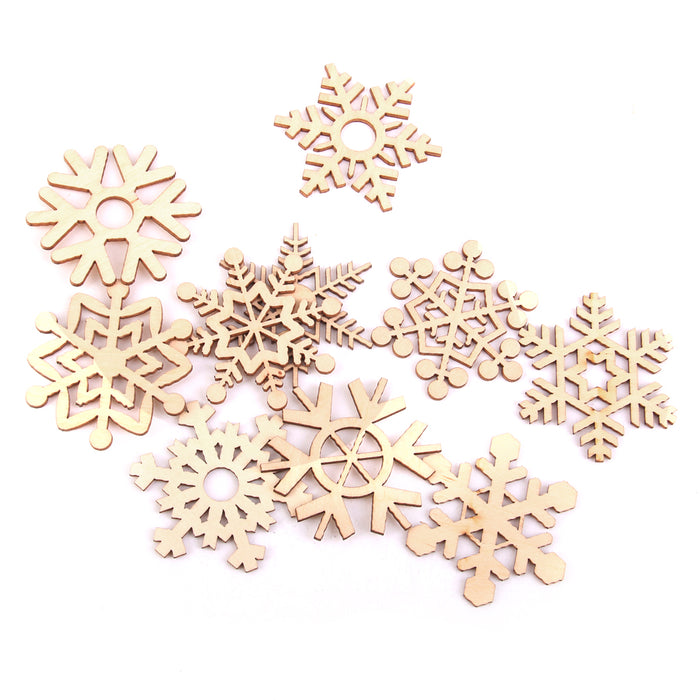 Crofta 20 Pieces Wooden Shape Snowflake Embellishments Festival Hanging Ornaments