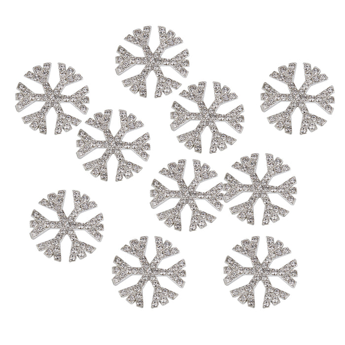 10x Metal snowflakes Rhinestone Flat Back Cabochons for Phone Case DIY Craft