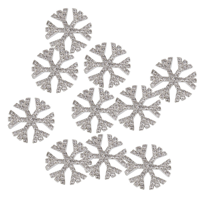 10x Metal snowflakes Rhinestone Flat Back Cabochons for Phone Case DIY Craft