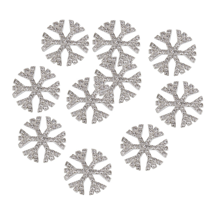 10x Metal snowflakes Rhinestone Flat Back Cabochons for Phone Case DIY Craft