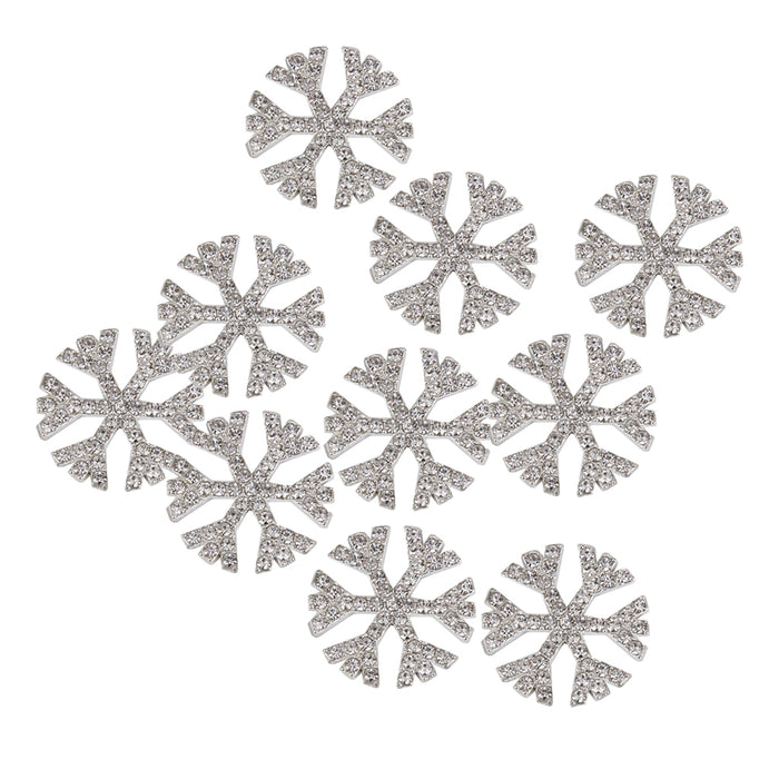 10x Metal snowflakes Rhinestone Flat Back Cabochons for Phone Case DIY Craft