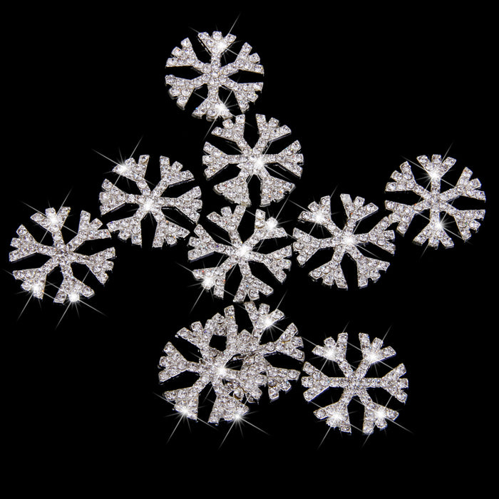 10x Metal snowflakes Rhinestone Flat Back Cabochons for Phone Case DIY Craft