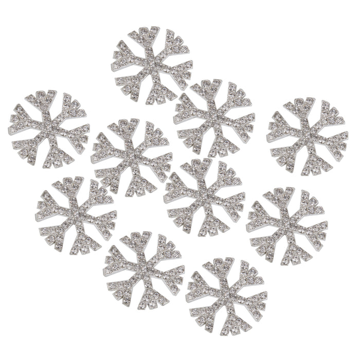 10x Metal snowflakes Rhinestone Flat Back Cabochons for Phone Case DIY Craft